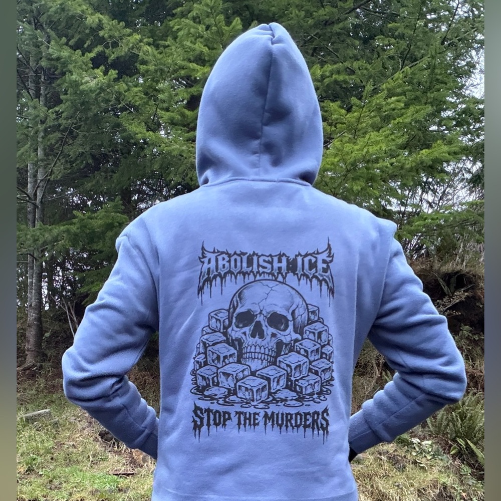 Abolish Ice Protest Blue Zip-Up Hoodie